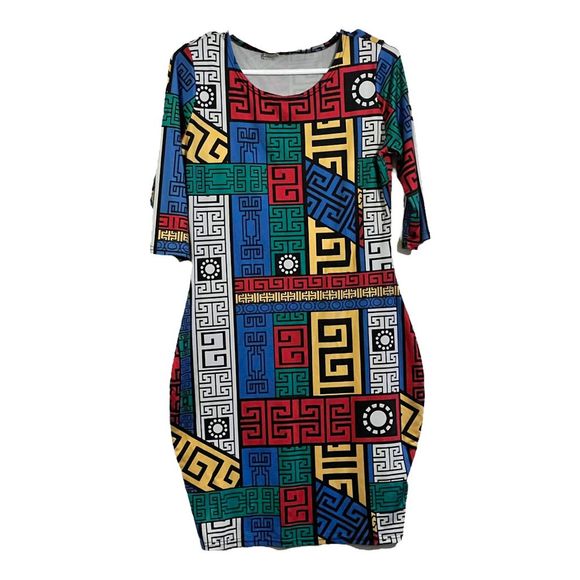 None Dresses & Skirts - Abstract Print Bodycon Dress